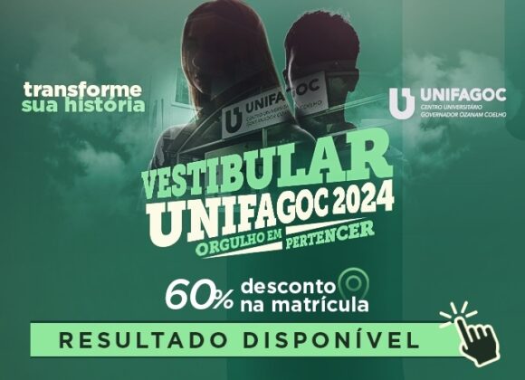 Resultado do Vestibular UNIFAGOC 2024.1 é divulgado; aprovados podem se matricular com 60% de desconto até 14/11
