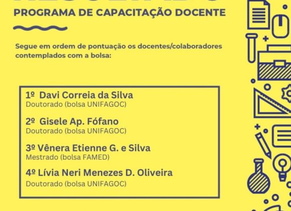 Resultado do Programa de Capacitação Docente 2023 do UNIFAGOC está disponível