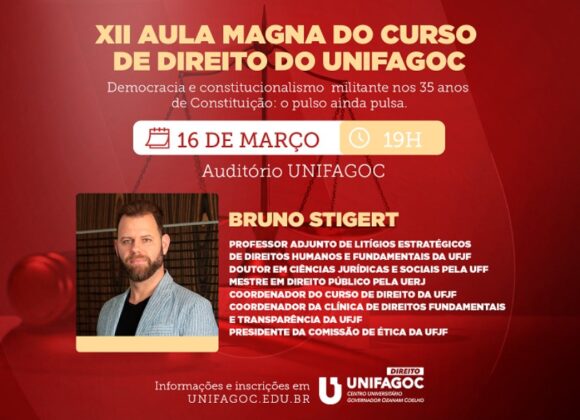 Inscrições abertas para XII Aula Magna do Direito UNIFAGOC