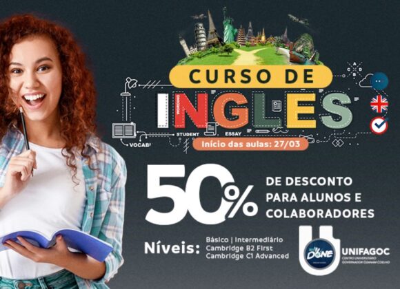 UNIFAGOC e Done: matrículas abertas para as turmas de inglês 2023. 50% de desconto para alunos e colaboradores
