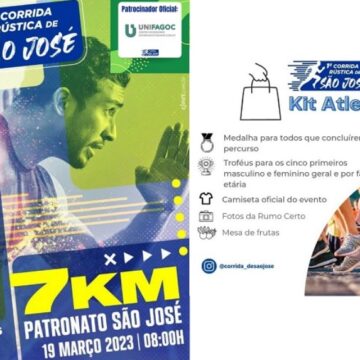 Inscrições abertas para a 1ª Corrida Rústica São José em benefício do Patronato de Ubá