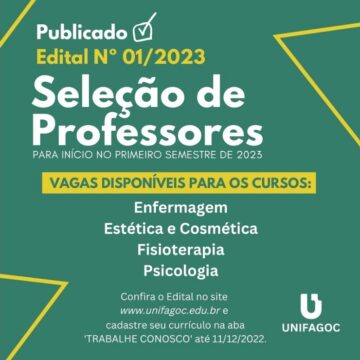UNIFAGOC divulga edital para seleção de professores