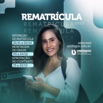 Processos para Rematrícula 2023.1 do UNIFAGOC começam na próxima segunda-feira (21)