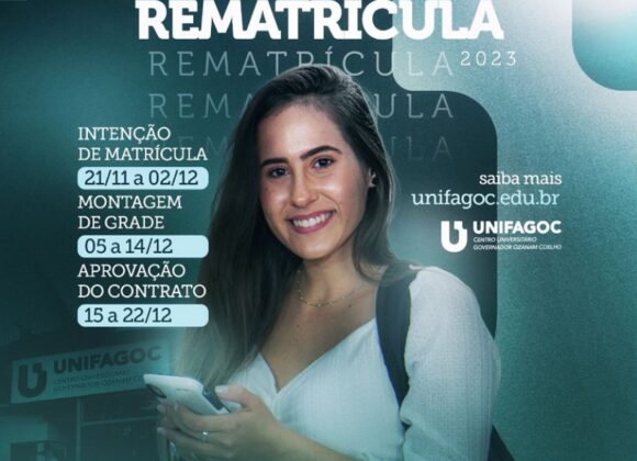 Processos para Rematrícula 2023.1 do UNIFAGOC começam na próxima segunda-feira (21)