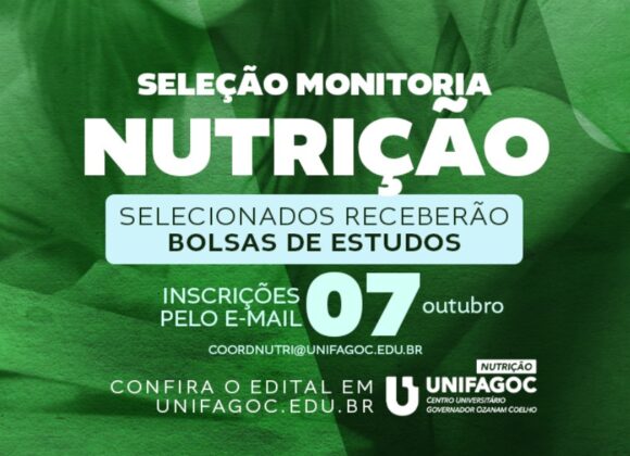 Nutrição UNIFAGOC abre inscrições para seleção de monitores
