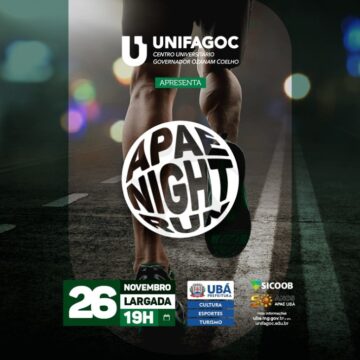 UNIFAGOC promove corrida rústica APAE Night Run 2022 em celebração aos 50 anos da APAE Ubá