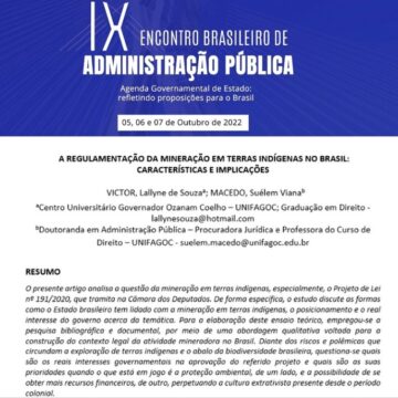 Artigo elaborado por professora do Direito UNIFAGOC em conjunto com aluna é aprovado para o IX Encontro Brasileiro de Administração Pública
