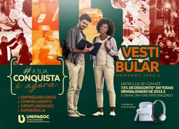Garanta sua matrícula no UNIFAGOC e ganhe desconto nas mensalidades de 2022.2 mais brinde exclusivo
