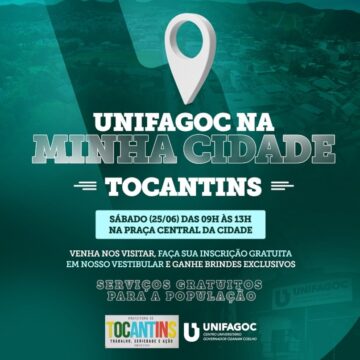 Projeto UNIFAGOC na Minha Cidade estará em Tocantins/MG neste sábado (25)