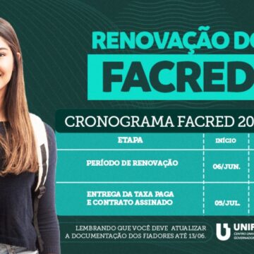 Confira o Cronograma de Renovação do Facred para o 2º semestre