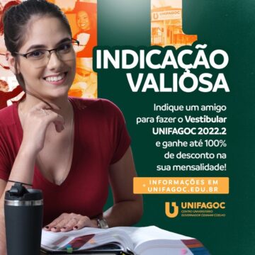 Indicação Valiosa 2022.2: alunos do UNIFAGOC podem ganhar até 100% de desconto