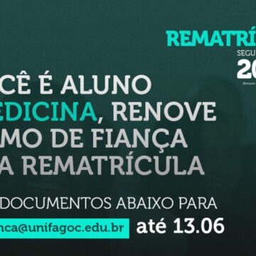 Rematrícula 2022.2: alunos da Medicina devem renovar documentos para Termo de Fiança