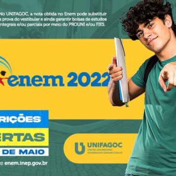 Inscrições abertas para o ENEM 2022; exame pode ajudar você a estudar no UNIFAGOC