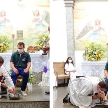 Professor do UNIFAGOC participa da cerimônia do Lava-Pés em Missa na Paróquia do Divino Espírito Santo