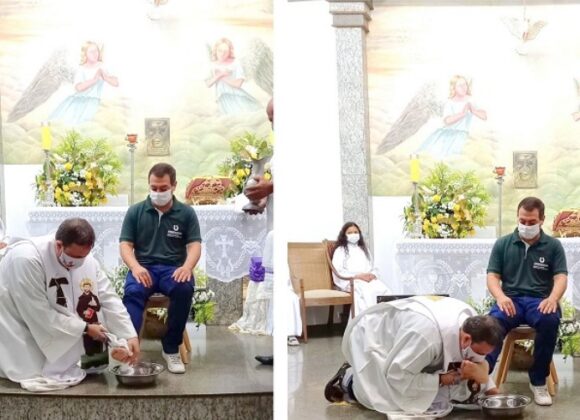 Professor do UNIFAGOC participa da cerimônia do Lava-Pés em Missa na Paróquia do Divino Espírito Santo