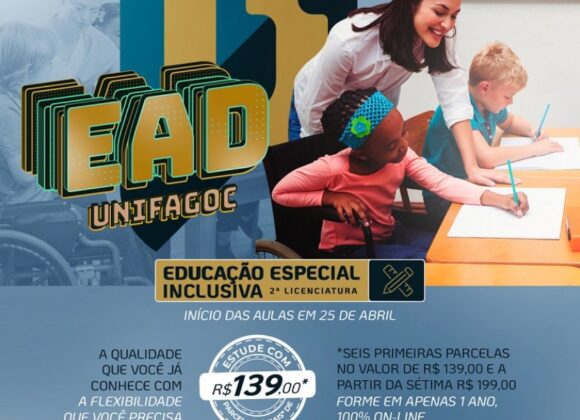Avance mais uma etapa em sua carreira profissional: EAD de Educação Especial Inclusiva do UNIFAGOC está com matrículas abertas