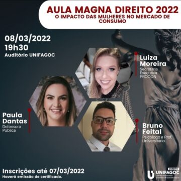 Aula Magna do Direito UNIFAGOC acontece no dia 08 de março