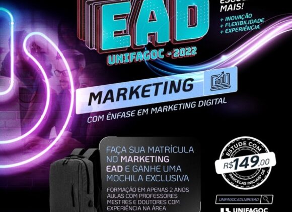 Matricule-se no curso de Marketing EAD do UNIFAGOC e ganhe uma linda mochila personalizada