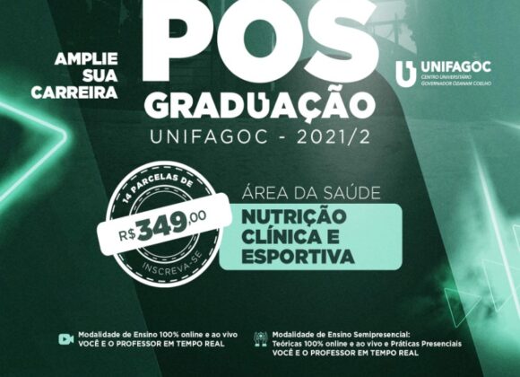 A pós-graduação em Nutrição Clínica e Esportiva do UNIFAGOC oferece formação sólida e aquisição de conhecimentos atualizados