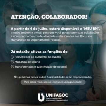 UNIFAGOC disponibiliza novo ambiente virtual do RH para colaboradores