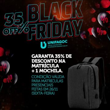 Garanta 35% OFF e uma linda mochila na Black Friday do UNIFAGOC