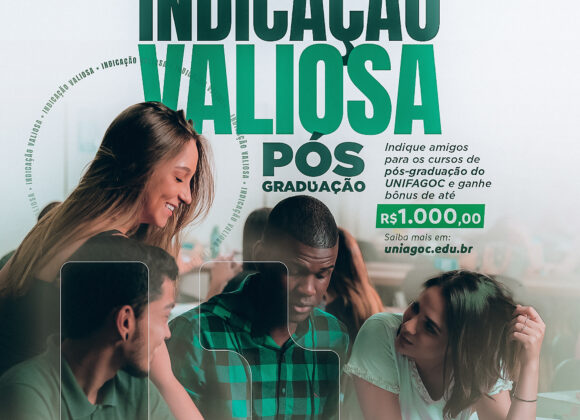 Indicação Valiosa Pós: indique amigos para os cursos de pós-graduação do UNIFAGOC e ganhe até 1000 reais em desconto