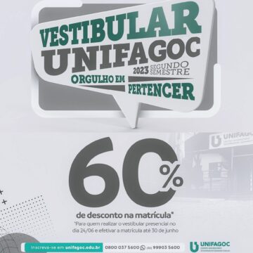 Resultado do Vestibular UNIFAGOC do segundo semestre é divulgado; Aprovados podem se matricular com 60% de desconto até sexta-feira (30)