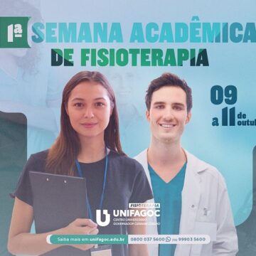 I Semana Acadêmica da Fisioterapia UNIFAGOC acontece de 09 a 11 de outubro; confira a programação