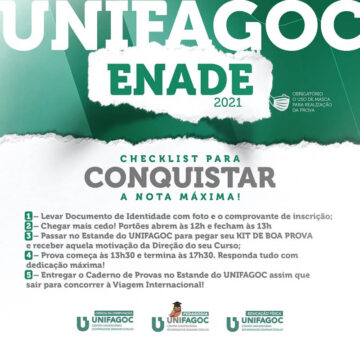 UNIFAGOC sorteia experiência acadêmica internacional para alunos do ENADE 2021