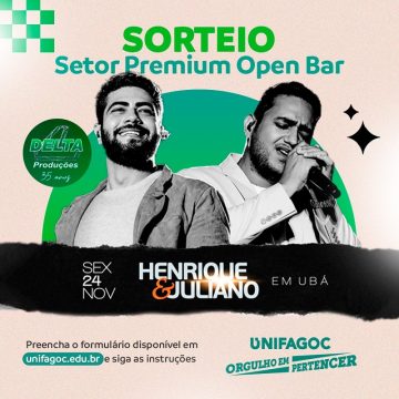 UNIFAGOC sorteia ingressos e foto no camarim da dupla Henrique e Juliano. Show acontece em Ubá nesta sexta-feira (24)