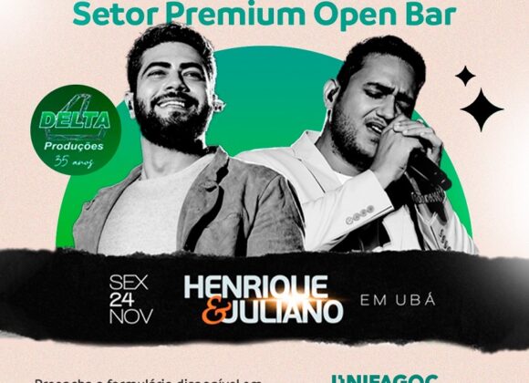 UNIFAGOC sorteia ingressos e foto no camarim da dupla Henrique e Juliano. Show acontece em Ubá nesta sexta-feira (24)
