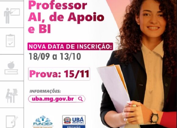 Prefeitura de Ubá divulga edital para processo seletivo de professor AI, AI de apoio e BI