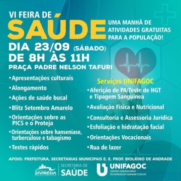 UNIFAGOC na minha cidade: alunos e professores participam da VI Feira de Saúde na cidade de Divinésia