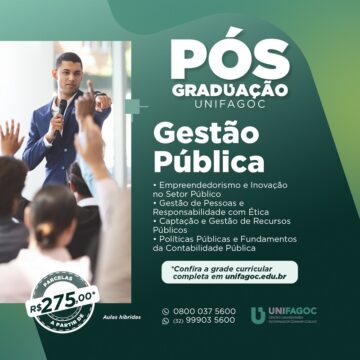 Pós-graduação UNIFAGOC 2024: saiba mais sobre o curso de Gestão Pública