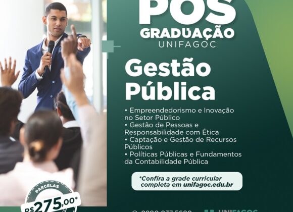 Pós-graduação UNIFAGOC 2024: saiba mais sobre o curso de Gestão Pública