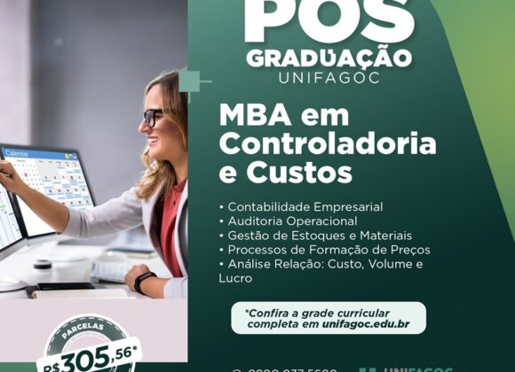 Pós-graduação UNIFAGOC 2024: saiba mais sobre o MBA em Controladoria e Custos