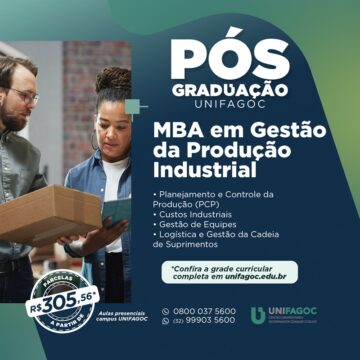 Pós-graduação UNIFAGOC 2024: saiba mais sobre o MBA em Gestão da Produção Industrial