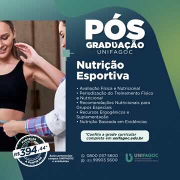 Pós-graduação UNIFAGOC 2024: saiba mais sobre o curso de Nutrição Esportiva