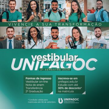 Vivencie a sua Transformação: UNIFAGOC abre inscrições para Vestibular do 2º semestre de 2024