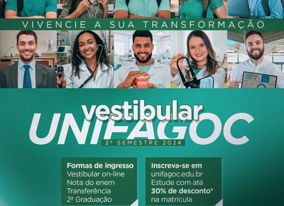 Vivencie a sua Transformação: UNIFAGOC abre inscrições para Vestibular do 2º semestre de 2024