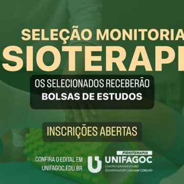 Inscrições abertas para seleção de monitores da Fisioterapia UNIFAGOC