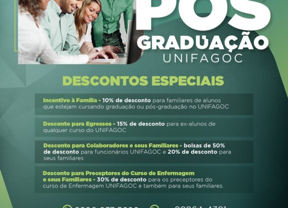 Conheça os descontos especiais para os cursos de Pós-graduação do UNIFAGOC
