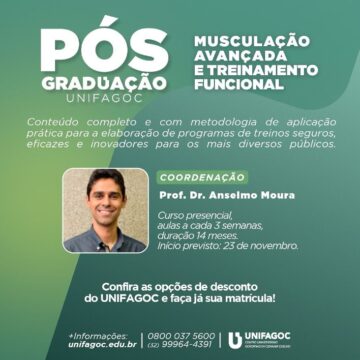 Pós-graduação UNIFAGOC: matrículas abertas para o curso de Musculação Avançada e Treinamento Funcional