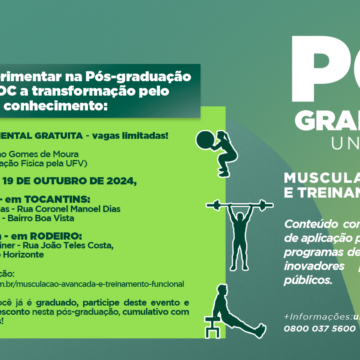 Participe da aula experimental da Pós-graduação em Musculação Avançada e Treinamento Funcional do UNIFAGOC