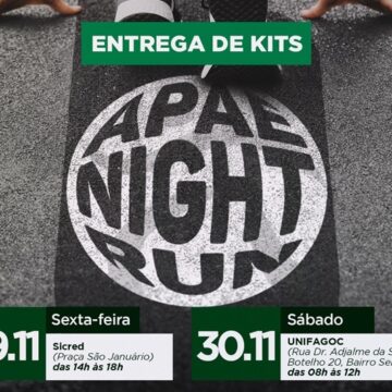 Entrega de kits APAE Night Run acontece nos dias 29 e 30 de novembro