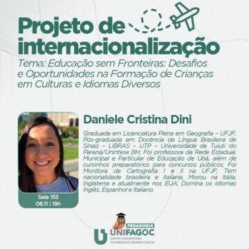 Internacionalização: Pedagogia UNIFAGOC realiza palestra sobre formação de crianças em culturas e idiomas diversos