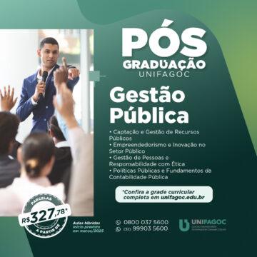 Pós-graduação UNIFAGOC 2025: saiba mais sobre o curso de Gestão Pública