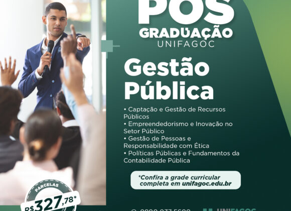 Pós-graduação UNIFAGOC 2025: saiba mais sobre o curso de Gestão Pública