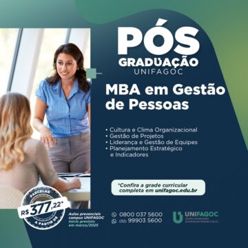 Pós-graduação UNIFAGOC 2025: conheça o MBA em Gestão de Pessoas