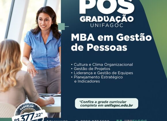 Pós-graduação UNIFAGOC 2025: conheça o MBA em Gestão de Pessoas